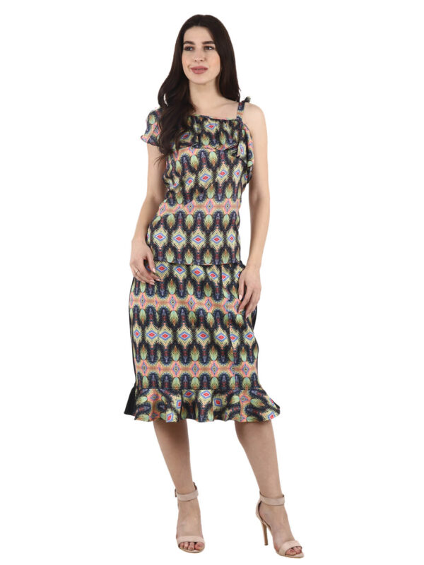 hazelglow Basics Designer Print Flounce hem skirt 1 - 1 Ruffle Skirt,