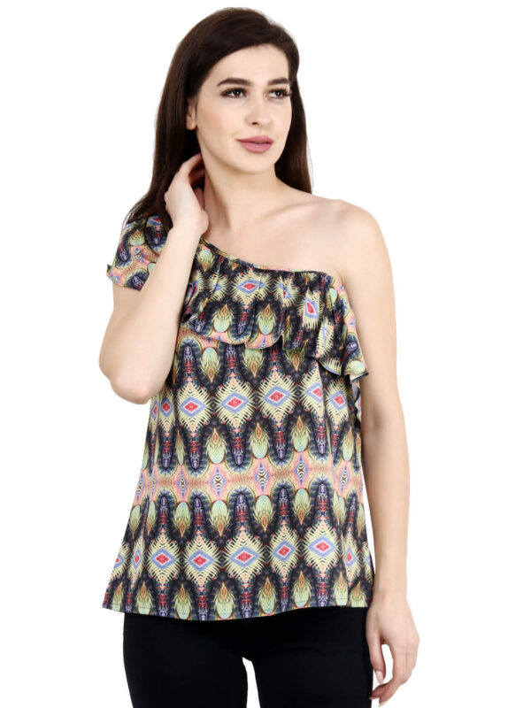 One Shoulder Top with Strap Designer Animal Print hazelglow