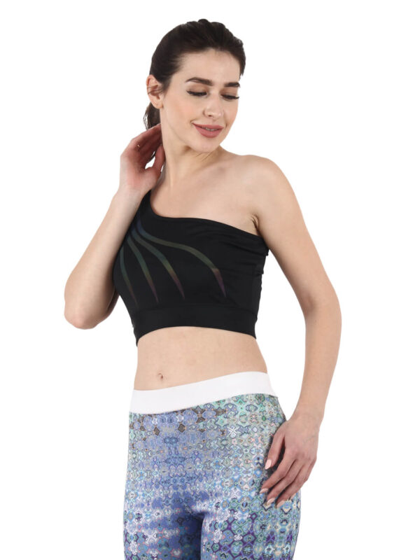 hazelglow basics Active Wear Sporty Top One Shoulder 1 - 4 One Shoulder Sporty Top Reflector Print Active Wear D-1 hazelglow