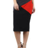 Color Block Pencil Skirt Side Slit D-2 by hazelglow