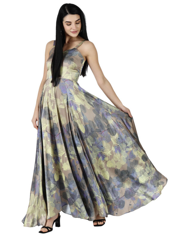 Lady hazelglow Flaunt Canvas Art Foliage Yellow Print by hazelglow D-1 04 Spaghetti Flare Dress Foliage Yellow Print Lady hazelglow Dance D-1