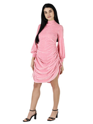 Ruched Pink Dress hazelglow 01 ruched dress with sleeves,
