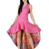 Fit and Flare High Low Party Dress Voyage Designer Print hazelglow