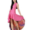 Fit and Flare High Low Party Dress Voyage Designer Print hazelglow