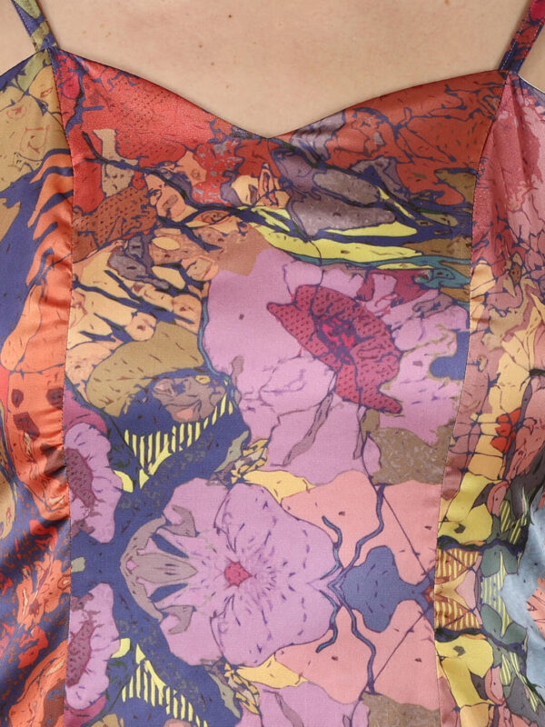 Spaghetti Strap Heart Shape Sheath Dress Designer Print Voyage hazelglow