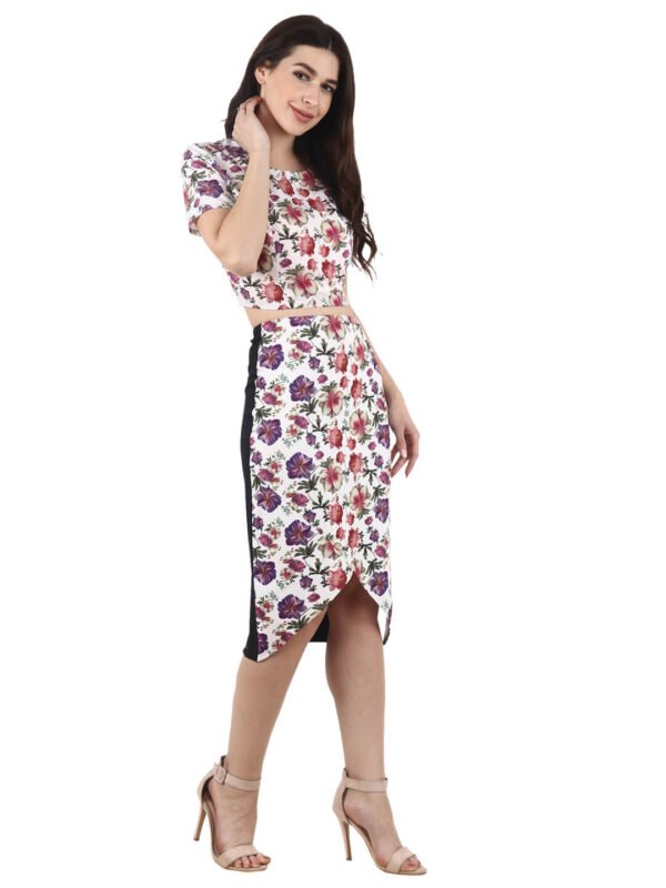 Asymmetric Skirt Designer Florel Print D-4 hazelglow