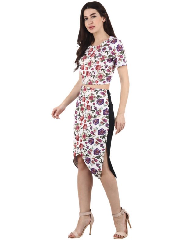 Asymmetric Skirt Designer Florel Print D-4 hazelglow