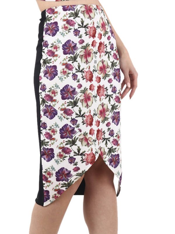 Asymmetric Skirt Designer Florel Print D-4 hazelglow