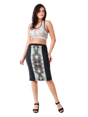 Designer Print Pencil Skirt,