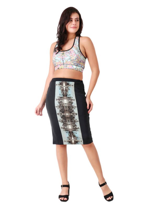 Designer Print Pencil Skirt,