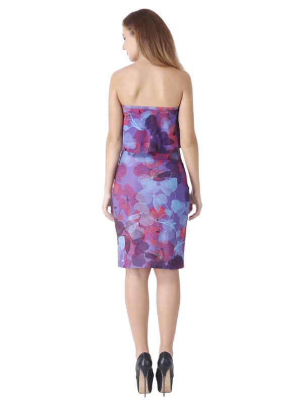 Off Shoulder Dress Party Wear Ruffel Foliage Blue Designer hazelglow