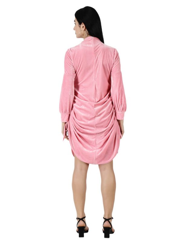 Ruched Dress with Sleeves Pink by hazelglow