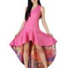 Fit and Flare High Low Party Dress Voyage Designer Print hazelglow
