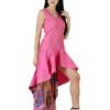 Fit and Flare High Low Party Dress Voyage Designer Print hazelglow
