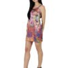 Spaghetti Strap Heart Shape Sheath Dress Designer Print Voyage hazelglow