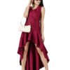 Women Solid Fit and Flare Low High Dress hazelglow 01 Fit and Flare Low High Dress for Girls Glamorous Style,