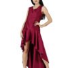 Women Solid Fit and Flare Low High Dress hazelglow 04 Fit and Flare Low High Dress for Girls Glamorous Style hazelglow